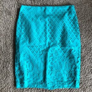 LOFT Teal Lace Skirt